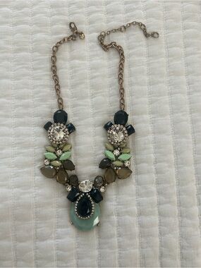 J. Crew Mint, Navy & Olive Crystal Bib Necklace
